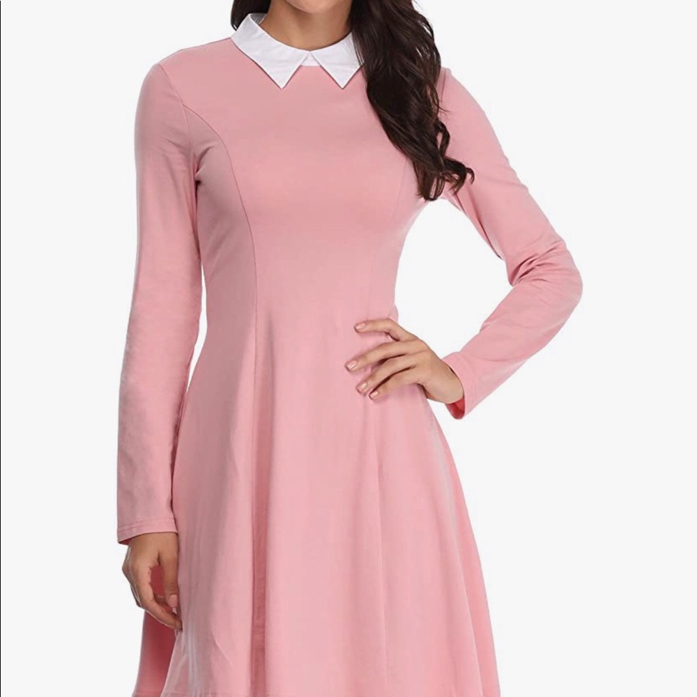 Halloween Costume Collar Long Sleeve Flare Dress Moonrise Eleven Stranger Things